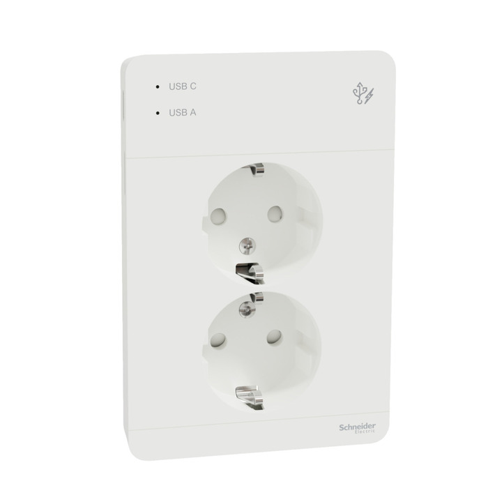 Vägguttag 2-vägs USB Jordat Exxact Schneider Electric